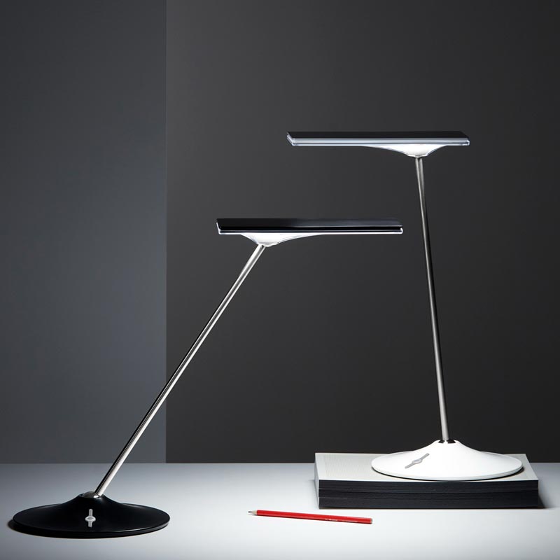 Two stylish Horizon office desk lamps on a desk